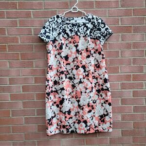 Hugo Boss Orange Blue Sheath Dress Short Sleeve Crew Neck